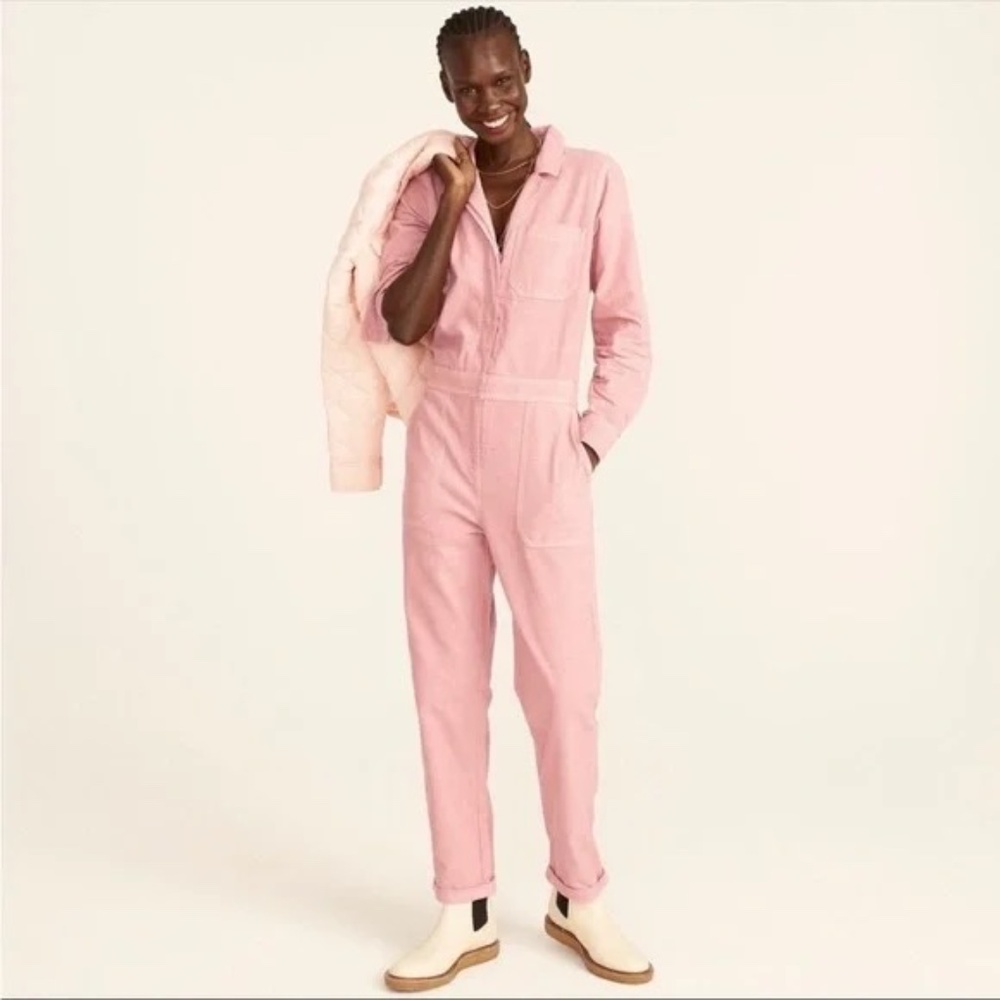 J. Crew Pink Long-Sleeve Utility Jumpsuit